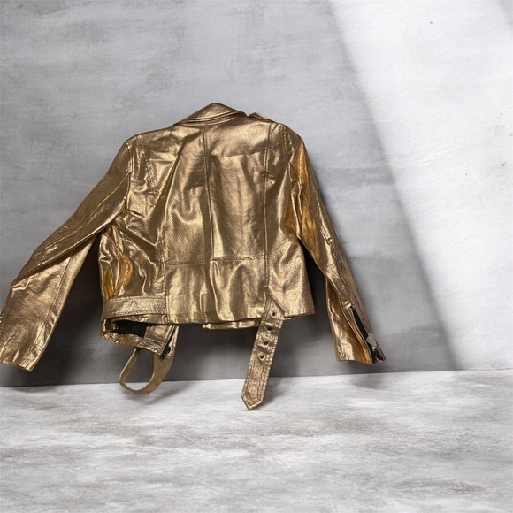 Zara Rose Gold Leather Jacket - Picture 3 of 3